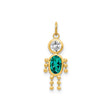 14k Yellow Gold Pendant with Synthetic Birthstone and Cubic Zirconia, Symbolic Family Charm