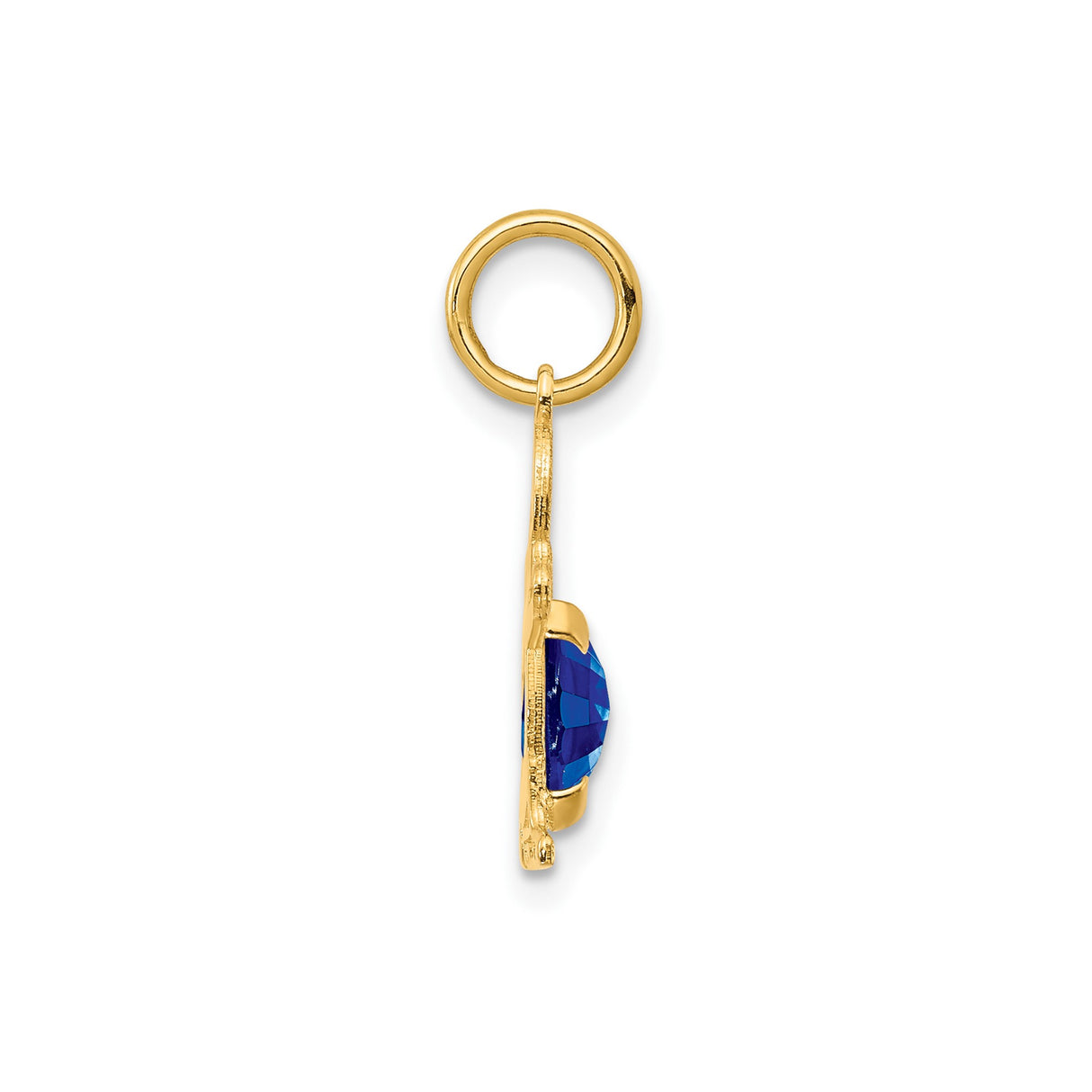 14k Yellow Gold Boy Charm Pendant with Sapphire, Smiling Figure with Outstretched Arms