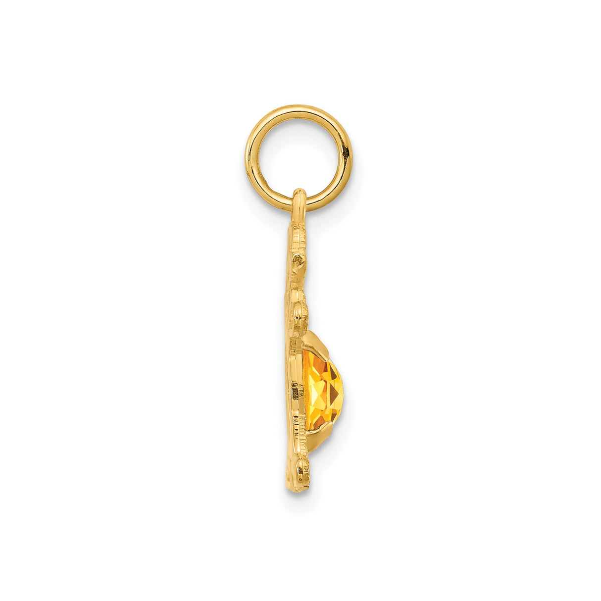 14k Yellow Gold Pendant with Oval Citrine, Family Keepsake Jewelry for Women, November Birthstone