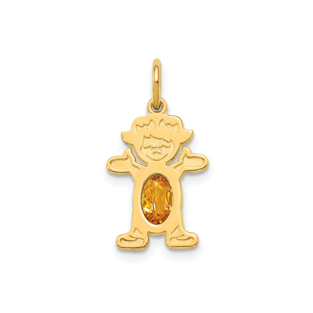 14k Yellow Gold Pendant with Oval Citrine, Family Keepsake Jewelry for Women, November Birthstone