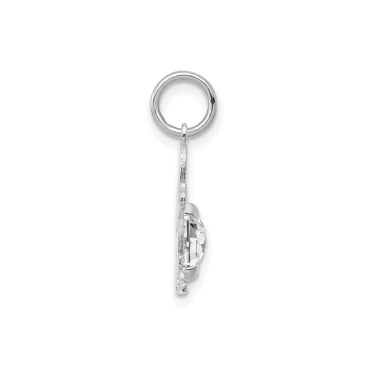 14k White Gold Boy Pendant with Oval White Topaz, Motherhood Symbol and Family Keepsake Charm