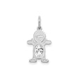 14k White Gold Boy Pendant with Oval White Topaz, Motherhood Symbol and Family Keepsake Charm