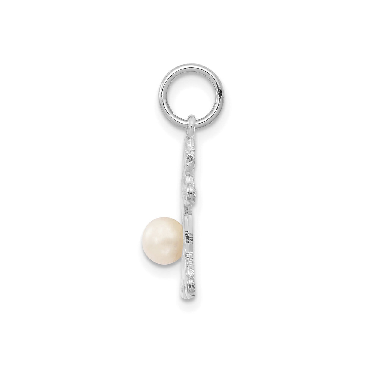 14k White Gold Pendant with Pearl, Silhouette Charm, Minimalist Family Jewelry for Women