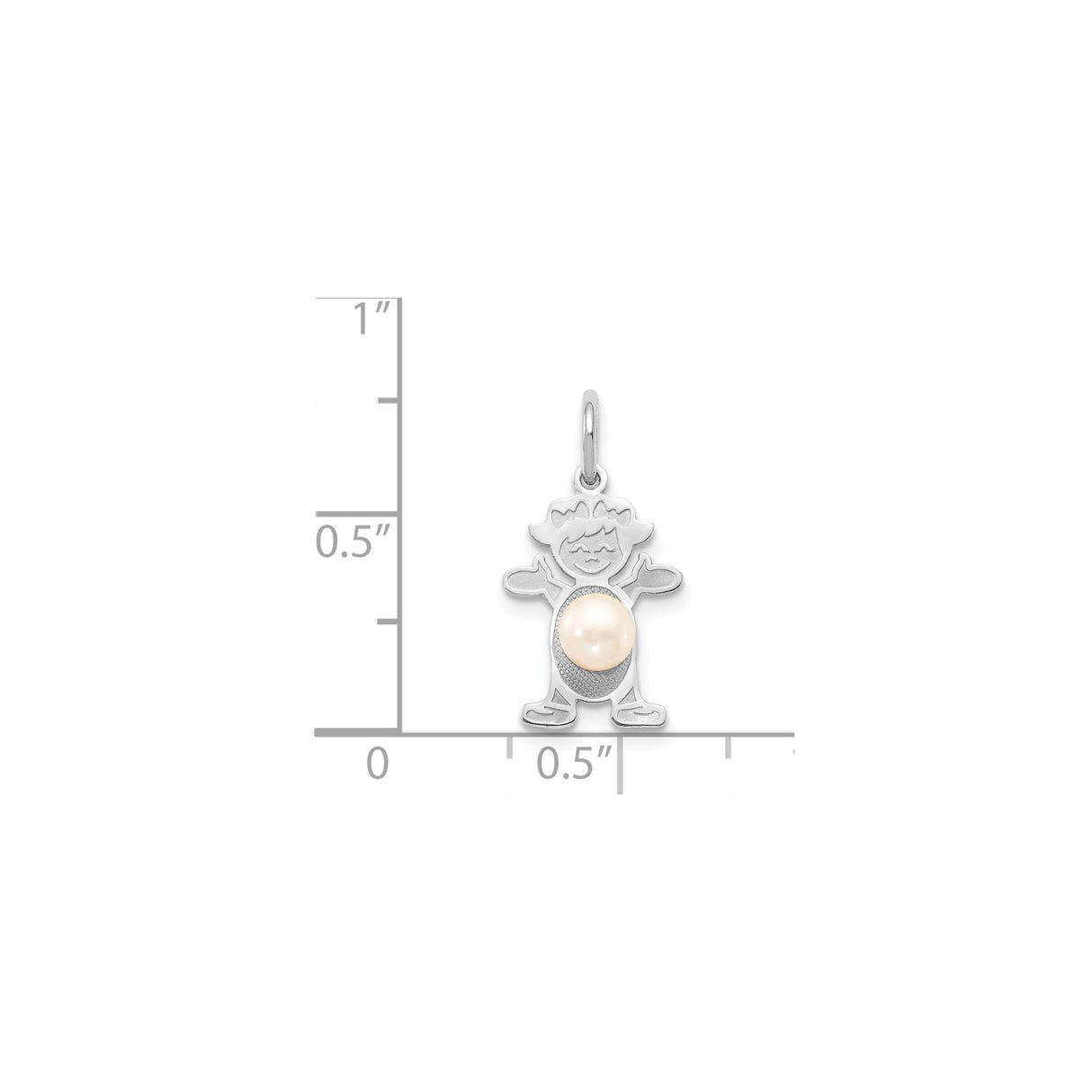 14k White Gold Pendant with Pearl, Silhouette Charm, Minimalist Family Jewelry for Women