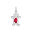 14k White Gold Pendant with Ruby, Figurine Style Love Charm for Women