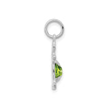 14k White Gold Girl Silhouette Pendant with Oval Peridot Birthstone Charm