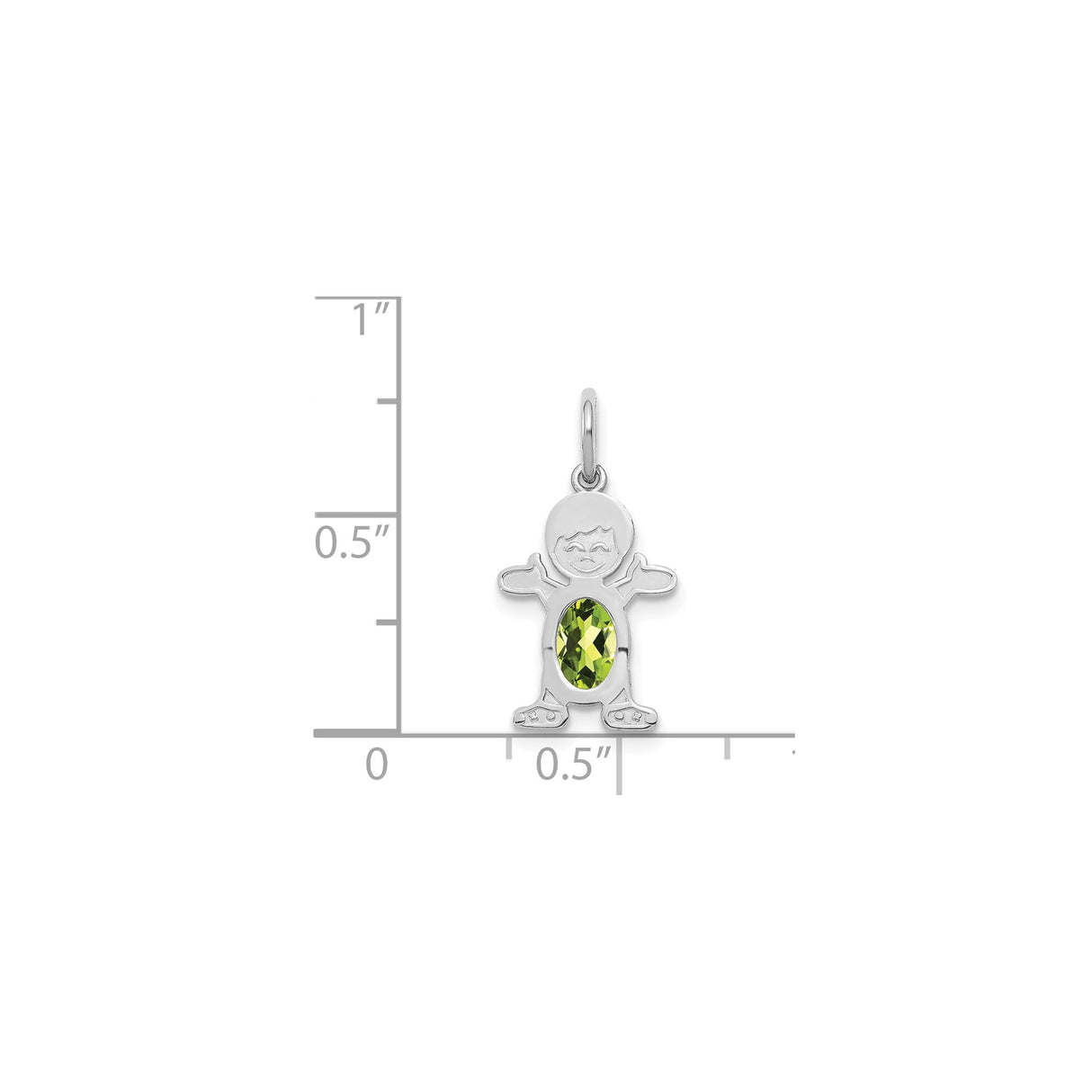 14k White Gold Boy Pendant with Oval Peridot, August Birthstone, Family Theme Jewelry