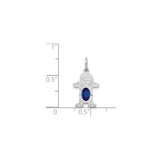 14k White Gold Boy Pendant with Sapphire Gemstone, Family and Motherhood Theme
