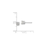 14k White Gold Solitaire Stud Earrings with Cubic Zirconia, Minimalist Design for Women
