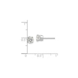 14k White Gold Solitaire Stud Earrings with Cubic Zirconia, Classic Four Prong Setting