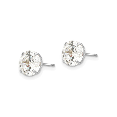 14k White Gold Solitaire Stud Earrings with Cubic Zirconia, Classic Round Four Prong Setting