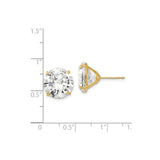 14k Yellow Gold Solitaire Stud Earrings with Cubic Zirconia, Classic Four Prong Setting