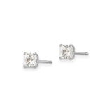 14k White Gold Princess Cut Stud Earrings with Cubic Zirconia, Minimalist Square Design