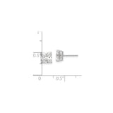 14k White Gold Stud Earrings with Cubic Zirconia, Princess Cut, Four-Prong Setting, Classic Style
