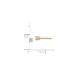 14k Yellow Gold Stud Earrings with Round Cut Cubic Zirconia in Four Prong Solitaire Setting