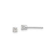 14k White Gold Stud Earrings, Round Cut Cubic Zirconia Solitaire in Prong Setting