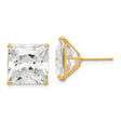 14k Yellow Gold Princess Cut Stud Earrings with Clear Cubic Zirconia , Minimalist Design