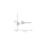 14k White Gold Diamond Stud Earrings with Cubic Zirconia, Four-Prong Solitaire Design
