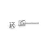 14k White Gold Diamond Stud Earrings with Cubic Zirconia, Four Prong Setting, Minimalist Style