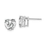 14k White Gold Heart Stud Earrings with Cubic Zirconia, Romantic Dainty Jewelry for Women