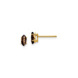 14k Yellow Gold Stud Earrings with Marquise Cut Smoky Quartz, Minimalist Style for Women
