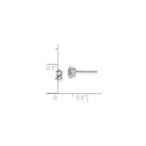 14k White Gold Stud Earrings with Marquise Green Quartz, Minimalist Design for Women