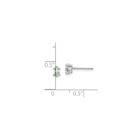 14k White Gold Marquise Cut Green Amethyst Stud Earrings, Minimalist Style