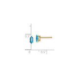14k Yellow Gold Stud Earrings with Marquise Cut Swiss Blue Topaz, Minimalist Design for Women