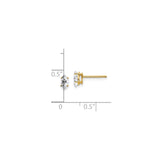 14k Yellow Gold Marquise Cut Cubic Zirconia Stud Earrings, Classic Four Prong Setting