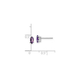 14k White Gold Marquise Amethyst Stud Earrings, Minimalist February Birthstone Jewelry for Women