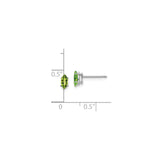 14k White Gold Peridot Stud Earrings, Marquise Cut Minimalist Design for Women