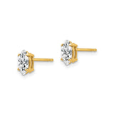 14k Yellow Gold Marquise Cut Cubic Zirconia Stud Earrings, Four Prong Setting, Minimalist Style