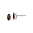 14k White Gold Smoky Quartz Stud Earrings, Marquise Cut, Four-Prong Setting