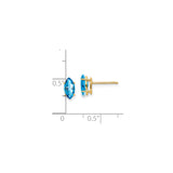 14k Yellow Gold Blue Topaz Stud Earrings, Marquise Cut, Prong Set, Minimalist Style