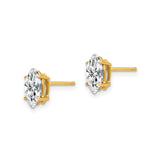14k Yellow Gold Marquise Solitaire Stud Earrings with Clear Cubic Zirconia Stones