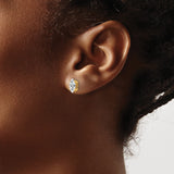 14k Yellow Gold Marquise Solitaire Stud Earrings with Clear Cubic Zirconia Stones