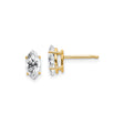 14k Yellow Gold Marquise Solitaire Stud Earrings with Clear Cubic Zirconia Stones