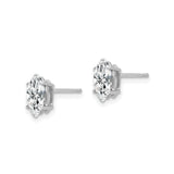 14k White Gold Marquise Cut Cubic Zirconia Stud Earrings, Minimalist Design for Women