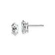 14k White Gold Marquise Cut Cubic Zirconia Stud Earrings, Minimalist Design for Women