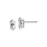 14k White Gold Marquise Cut Cubic Zirconia Stud Earrings, Minimalist Design for Women