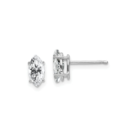 14k White Gold Marquise Cut Cubic Zirconia Stud Earrings, Minimalist Design for Women