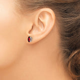 14k White Gold Garnet Stud Earrings, Marquise Cut, Classic Four-Prong Setting for Women