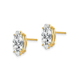 14k Yellow Gold Marquise Cut Cubic Zirconia Stud Earrings, Solitaire Minimalist Style