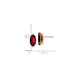 14k Yellow Gold Garnet Stud Earrings, Marquise Cut January Birthstone Jewelry for Women