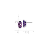 14k White Gold Marquise Amethyst Stud Earrings, Prong Set February Birthstone Jewelry