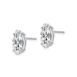 14k White Gold Marquise Cut Cubic Zirconia Stud Earrings, Modern Prong Setting, Minimalist Style