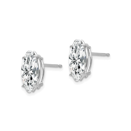 14k White Gold Marquise Cut Cubic Zirconia Stud Earrings, Modern Prong Setting, Minimalist Style