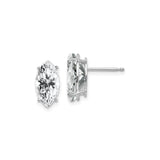 14k White Gold Marquise Cut Cubic Zirconia Stud Earrings, Modern Prong Setting, Minimalist Style