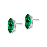 14k White Gold Stud Earrings with Marquise Cut Helenite, Minimalist Prong Setting