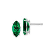 14k White Gold Stud Earrings with Marquise Cut Helenite, Minimalist Prong Setting